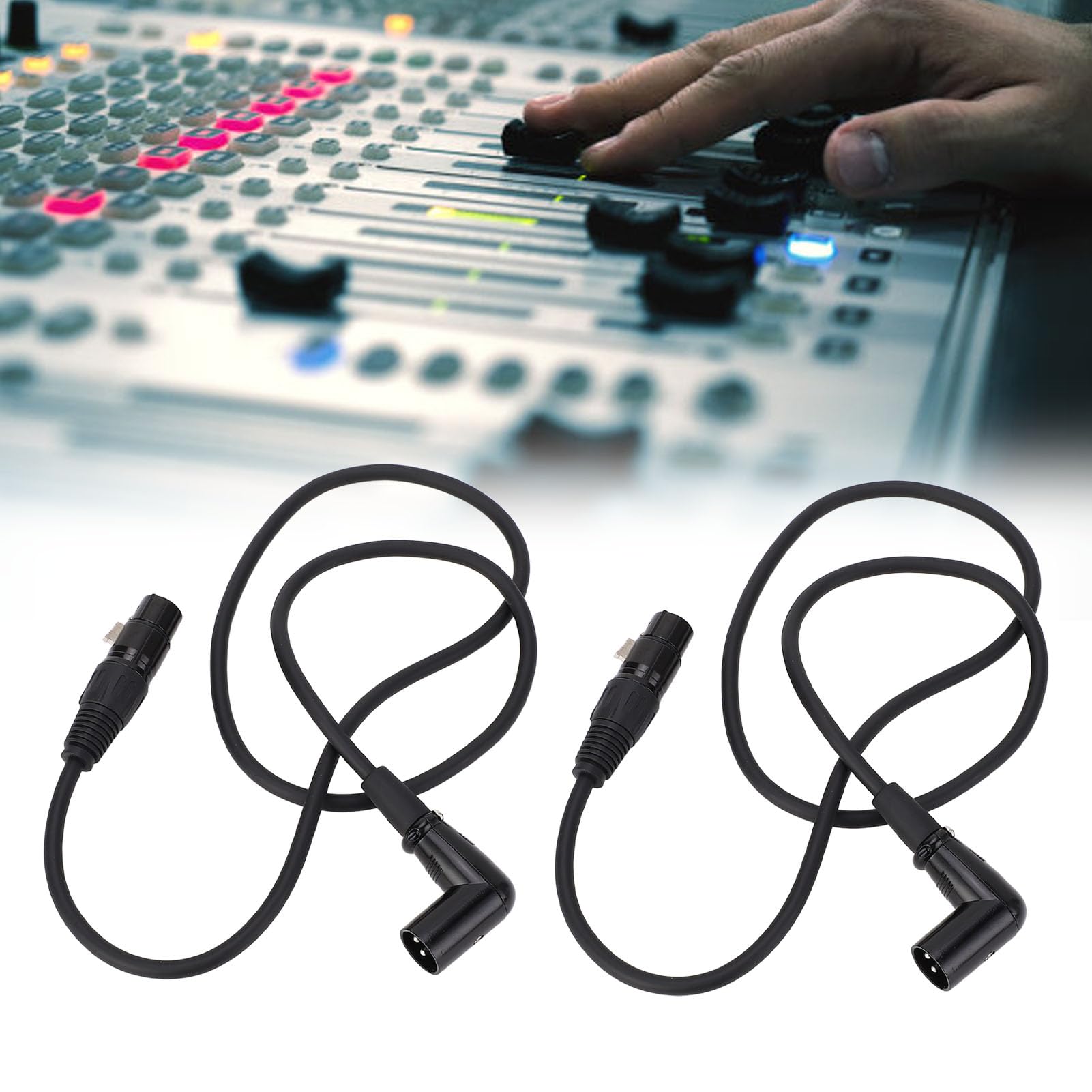 XLR Kabel, Rechter Winkel, 2 Pack, 3 Pin Mikrofonverlängerung, Männlich zu Weiblich, 30cm für Profisound, Live Auftritte, Studio Aufnahmen, HomeStudio