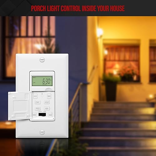 Vista 6 de ENERLITES Interruptor temporizador digital programable para luces, ventiladores, motores, 7 días 18 ajustes de temporizador de encendido/apagado, un