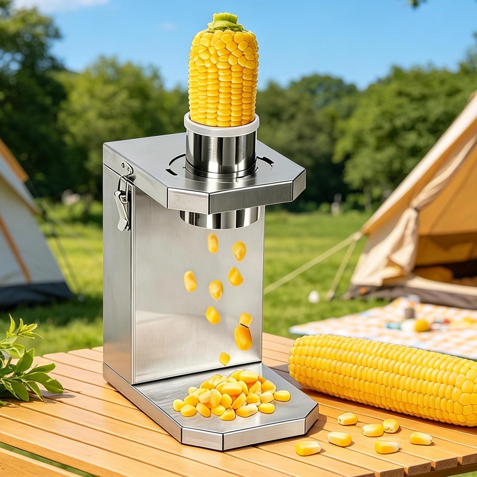 TozMvi Fast Kernel Peeler for Corn on The Cob – 40W Automatic Corn Thresher Machine, Steel Quick Corn Shucker Remover Tool for Restaurant, Farm & Home