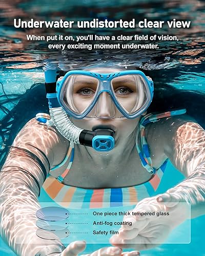 Miniatura 3 de LUPYJI Gafas de natación con cubierta para la nariz, máscara de buceo, máscara de esnórquel de visión clara de 180 con revestimiento antivaho de