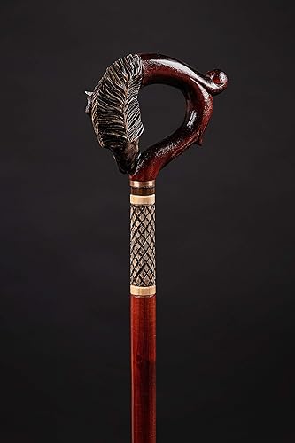 Miniatura 4 de Carved Walking Stick - Handmade Wolf Wooden Cane - Amazing Carved Hiking Baston for Gift