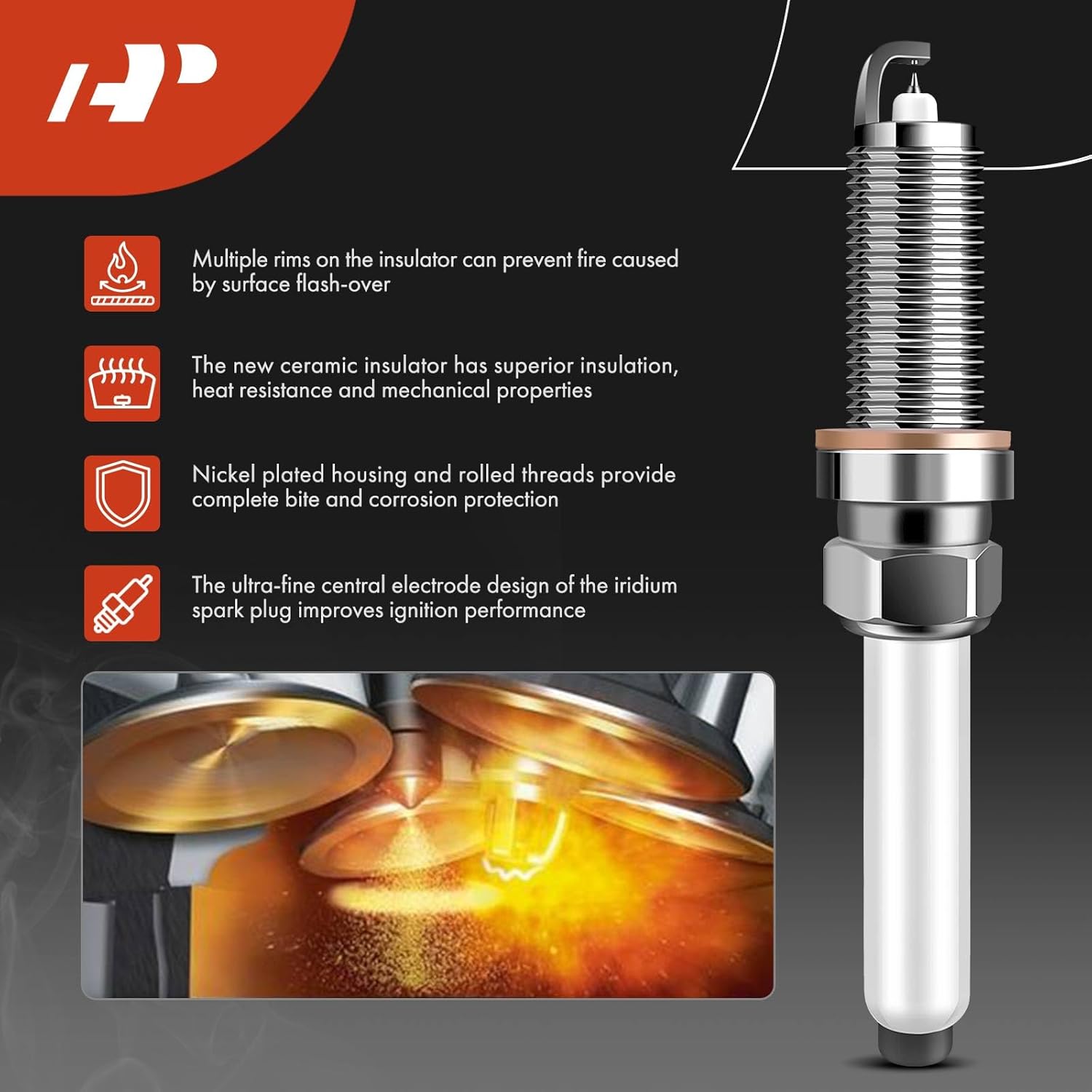 A-Premium Set of 4 Ignition Coil Pack and Iridium Spark Plugs Compatible with Mercedes-Benz C300, C350e, E300, Sprinter, GLC300, GLC350e, GLA250, CLA250, Metris, SLC300, SLK300 & Infiniti Q50, Q60