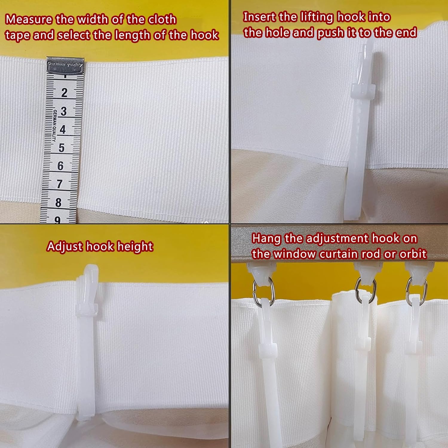 80 Pcs Plastic Curtain Hooks, Adjustable Pinch Pleat Hooks, Ratchet System Pinch Pleat Curtain Hooks for Window Curtain, Door Curtain and Shower Curtain (90mm/3.54inch)