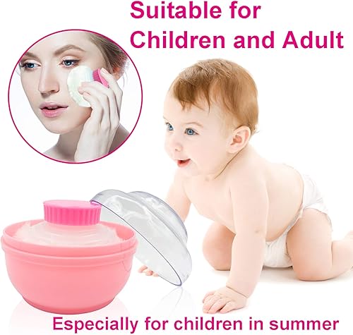 Miniatura 10 de Caja de soplo de polvo de bebé sin BPA, grande de 2.8 pulgadas, estuche de polvo esponjoso para después del baño, contenedor de polvo de