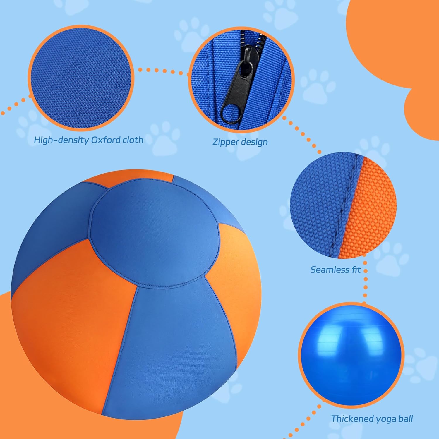 18" Herding Ball for Dogs, Dual-Layer Herding Toy with Protective Cover, Durable Giant Dog Ball for Australian Shepherd, Cattle Dog, Border Collie for Outdoor Play