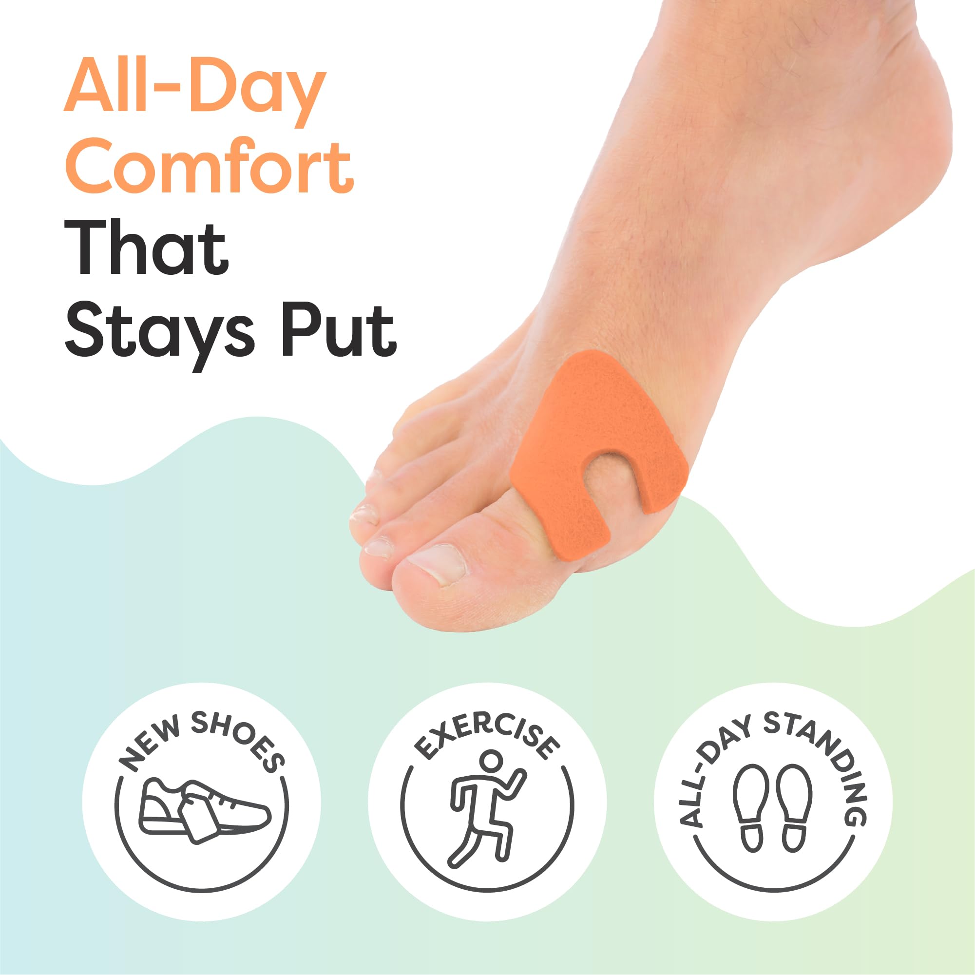 ZenToes I cuscinetti in feltro a forma di U proteggono i calli dall'attrito sulle scarpe e riducono il dolore ai piedi e ai talloni di 0,3 cm
