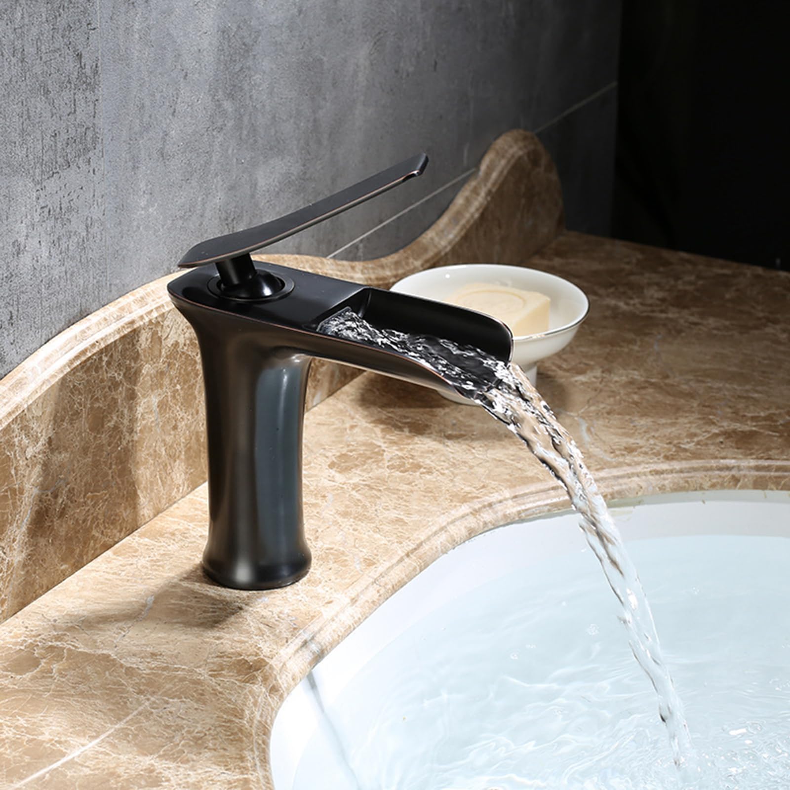 Taps for Bathroom Basin Vintage Single Lever Waterfall Tap Retro Mixer Tap Bathroom Sink,Heigu (Heigu)