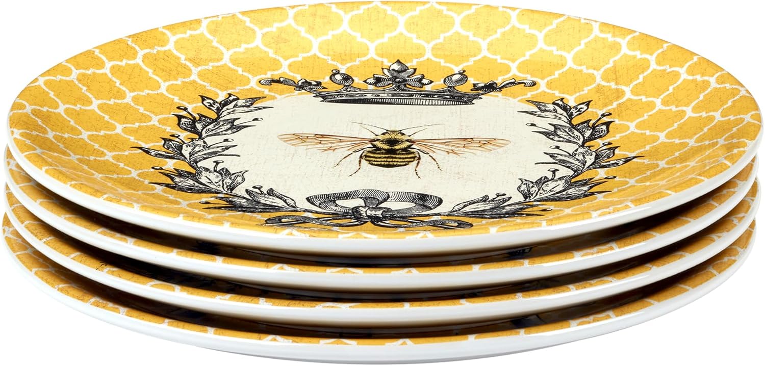Certified International French Bees 9" Salad/Dessert Plates,Set of 4