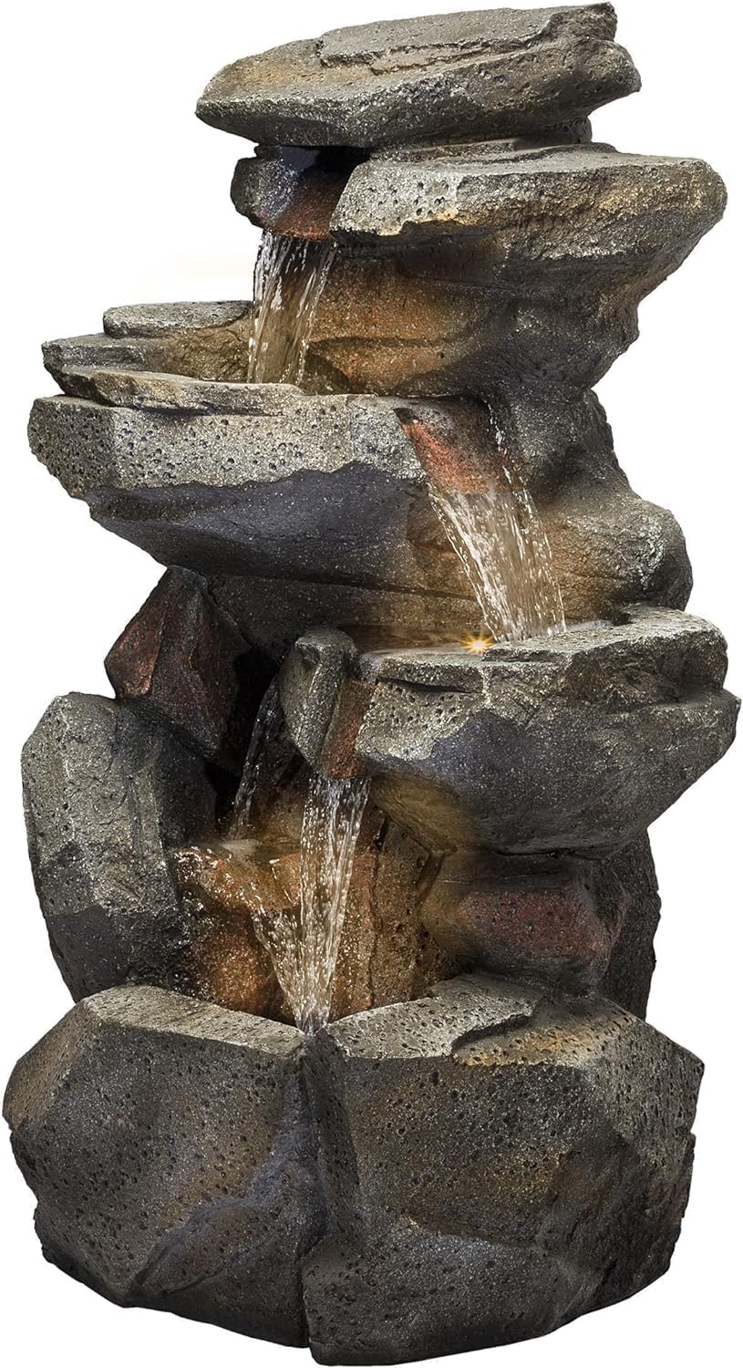 ‎SwarnNest Interiors Resin Buddha Statue Decorative Water Fountains for Outdoor Living Room, 3 feet Rock Stone Fountain, Indoor & Outdoor Fountain Large Size (Article 1)-image-15