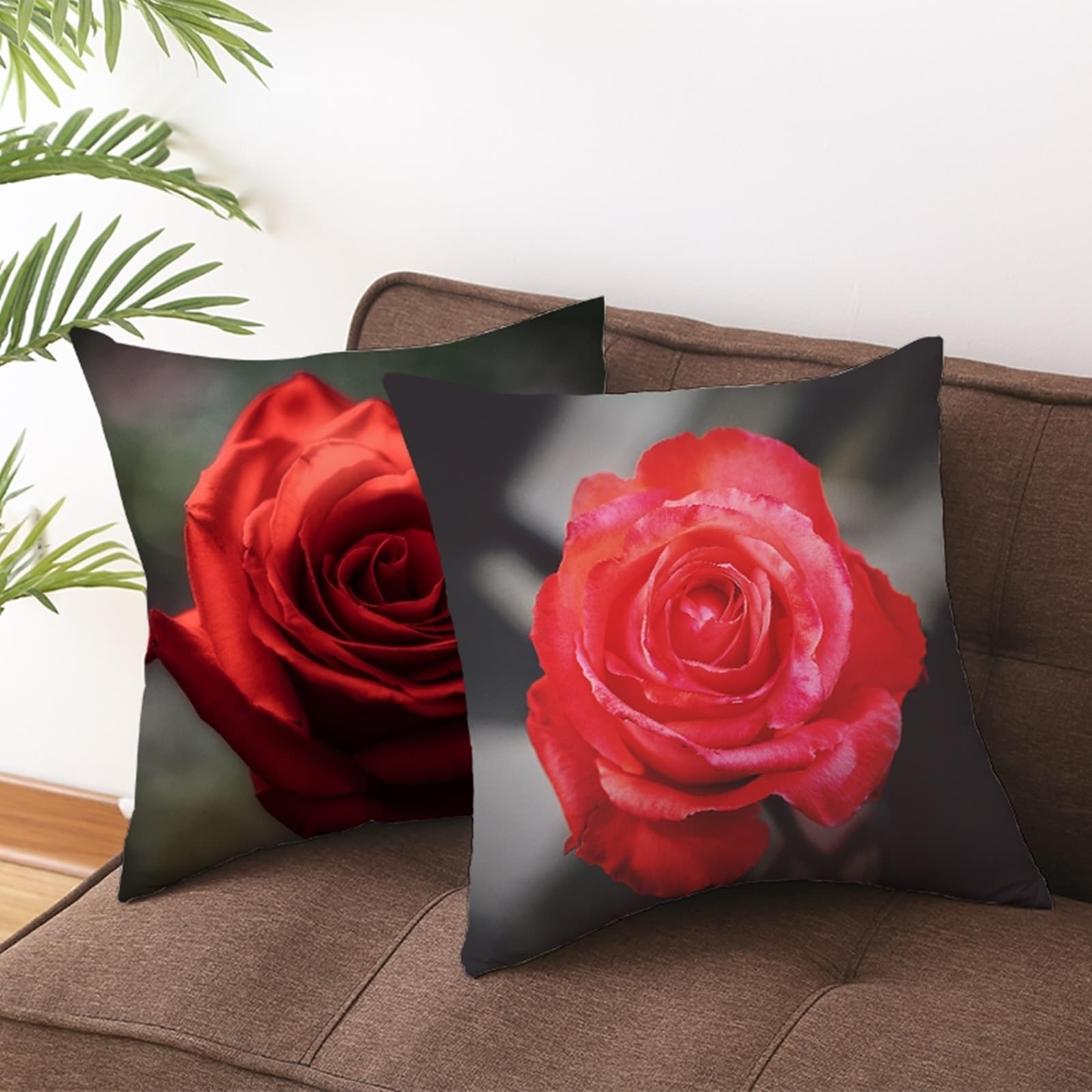 4 ozdobne poszewki na poduszki, frangipani i chińskie kwiaty, dekoracyjne, na sofę, do sypialni, różowo-beżowe, 50 x 50 cm, 4 sztuki