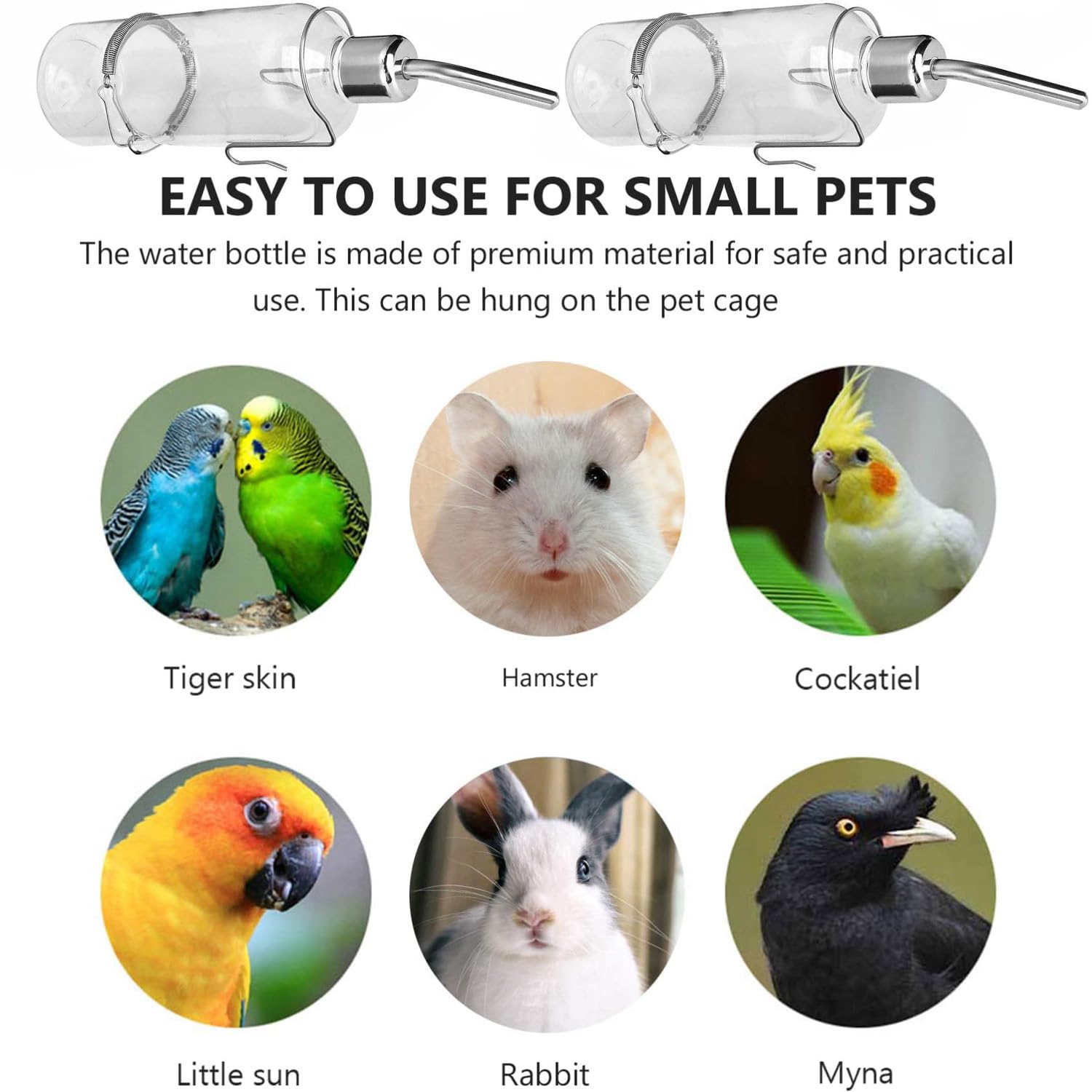 Meiso 2 piezas Biberón Conejo, Colgantes Conejito Deau Distribuidor, 350 ML Biberón Cerdo Pavo con Soporte, Colgante de Agua Botella para Bebedero Roedor, Gatitos, Perros, Condones de Indias, Hamsters