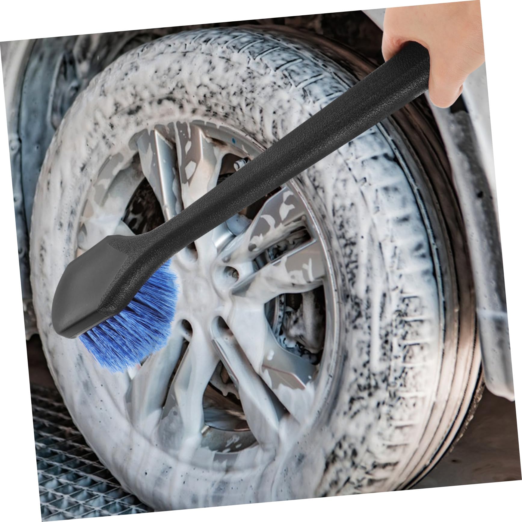 2 Stück Teiliges Reifenbürsten mit Langem Griff Robuste Borsten für Effektive Felgenreinigung Langlebige Bürste für Auto und Fahrradreifen Einfache Handhabung Vielseitig