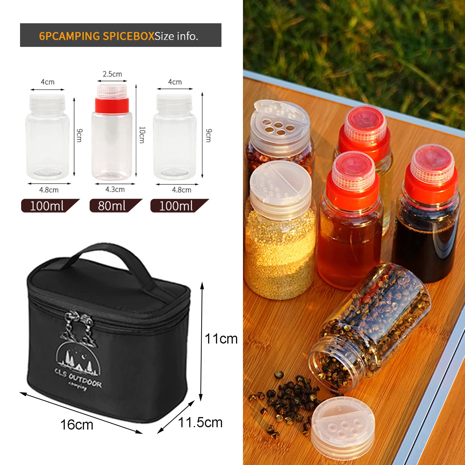 Litinliv Barattoli Porta Spezie Set, 10 Pezzi Mini Piccolo Dispenser per Spezie con Coperchio, Set di Sale e Pepe da Viaggio, Trasparente Spargisale in Plastica per Campeggio, Cucina, Barbecue