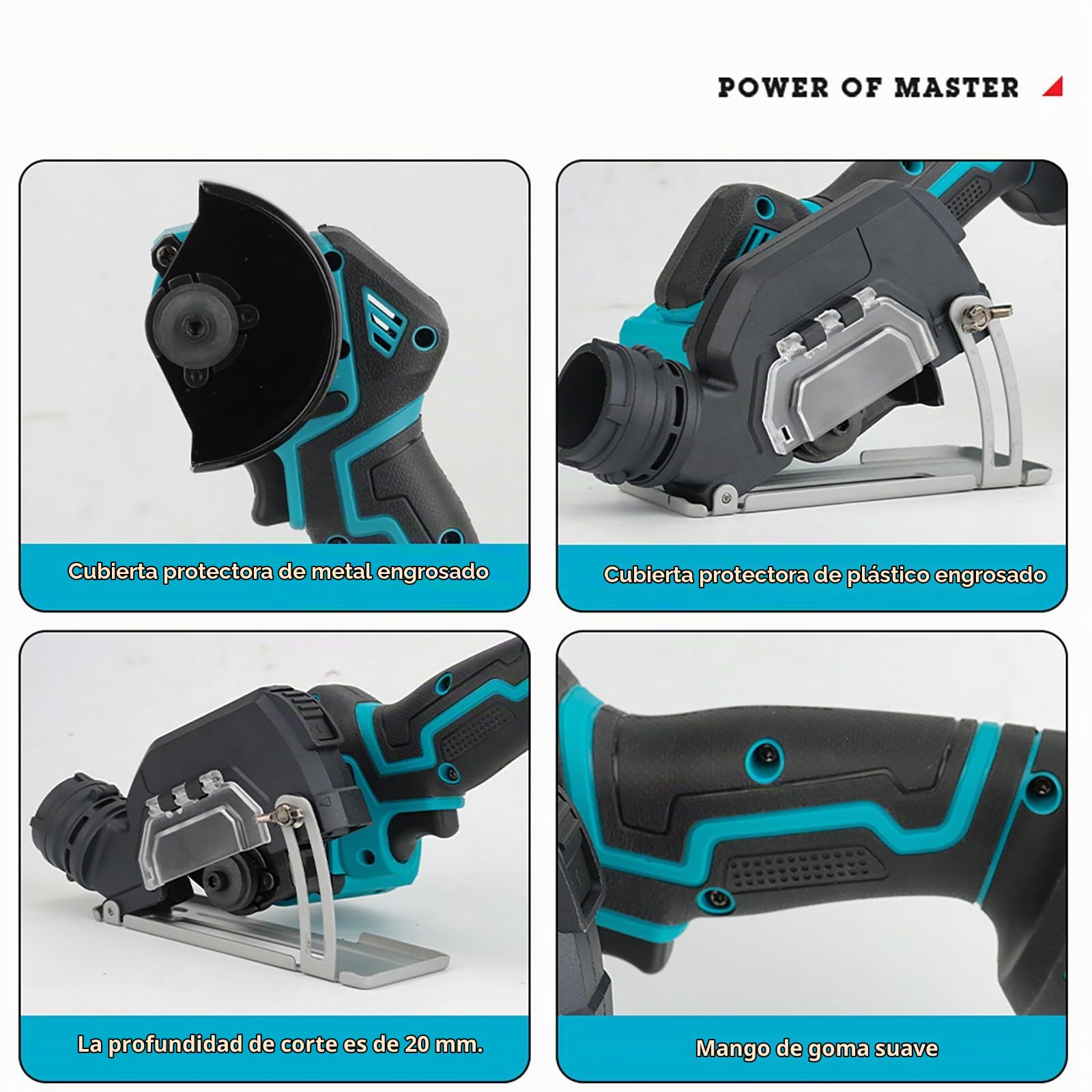 Amoladora Angular a Batería 21V 19500RPM, Amoladora Pequeña con 2 Baterías de 3000 mAh, 7 Discos de Corte y 5 Ruedas de Láminas para Lijar y Pulir Metal, Cortar Madera, Azulejos y Plástico