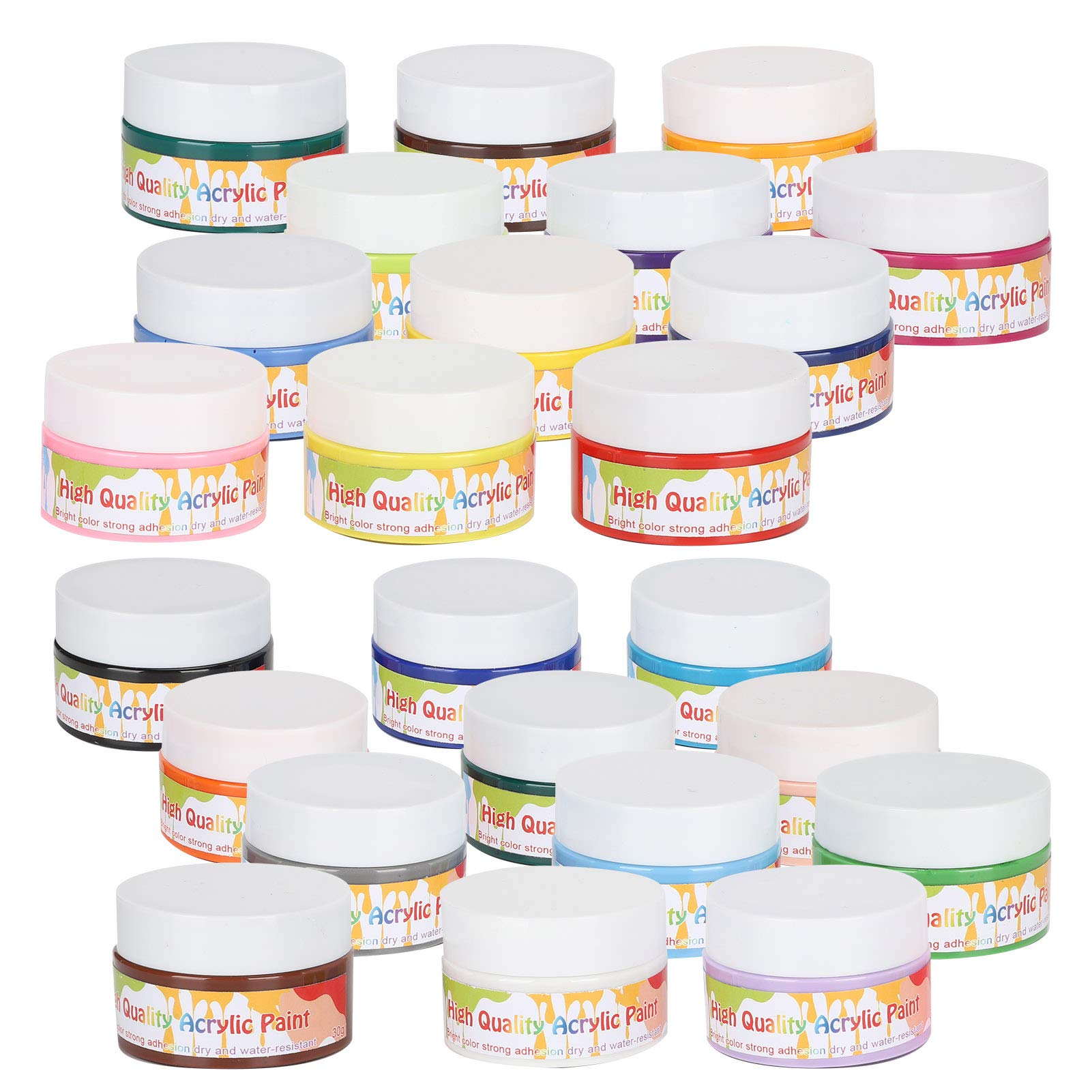 Professionelles Acrylfarben-Set mit 24 Farben, Künstler-Malpigment für DIY-Zeichnung, Wandfarbe mit leuchtenden Farben und cremiger Konsistenz, schnell trocknend für Stoff, Holz,