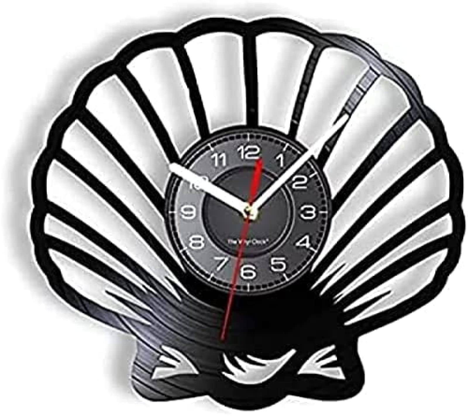Horloge murale ronde sea shell style nautique en vinyle pour decoration de maison