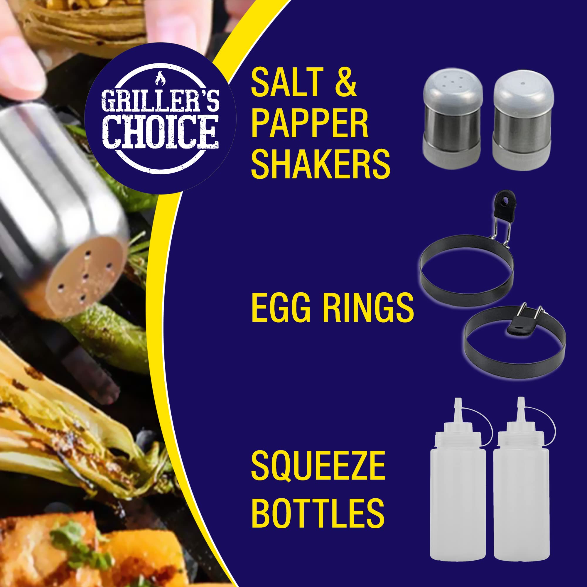 Grillers Choice Zestaw akcesoriów do grilla metalowych szpatułek - przemysłowa wytrzymała stal nierdzewna, płaska, grill, wewnątrz i na zewnątrz, hibachi, naczynia do grillowania - zaprojektowane przez szefa kuchni i grilla (32)