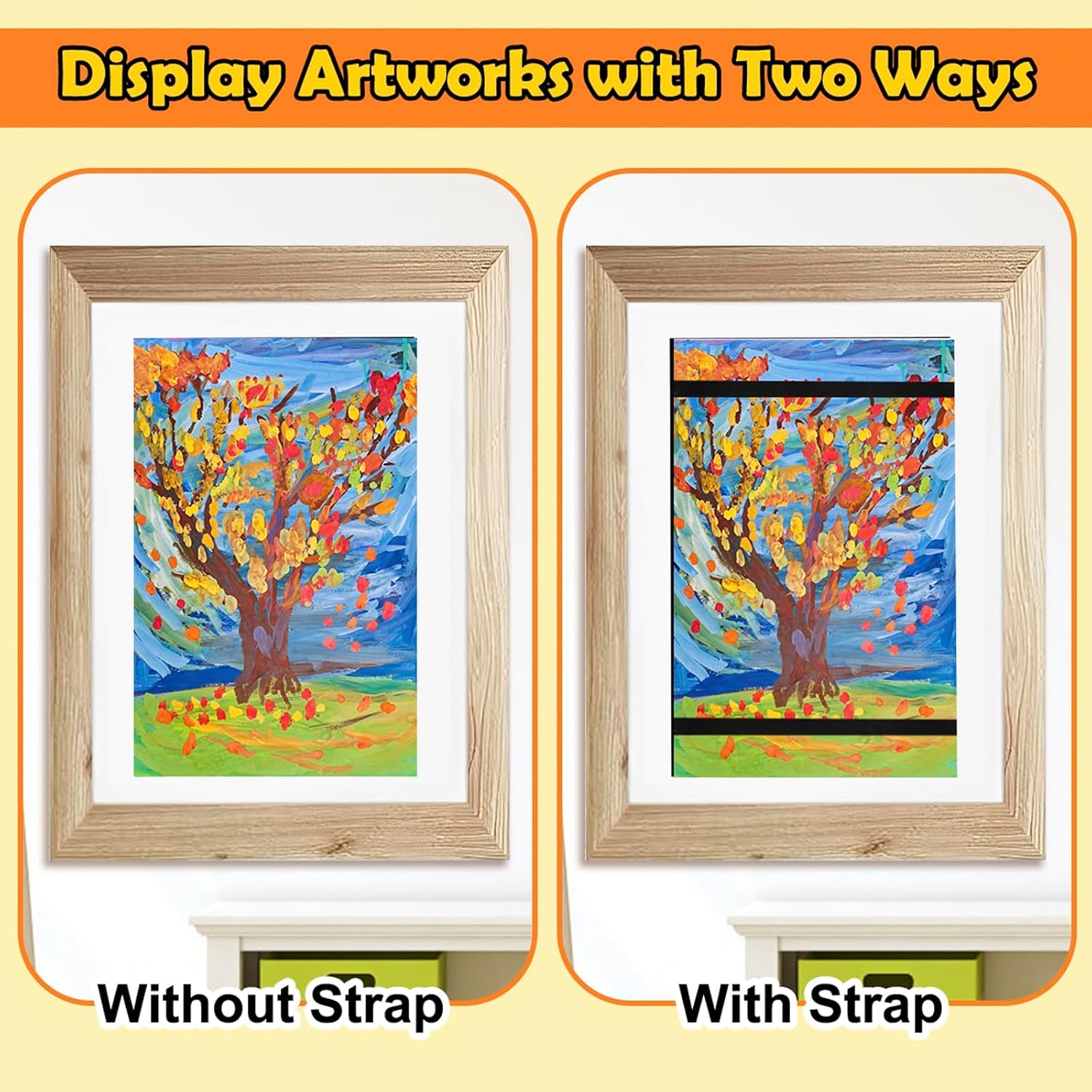 8Pcs Kids Art Frame 8.5x12 Letter Size, Front Opening Display with Mat image 3