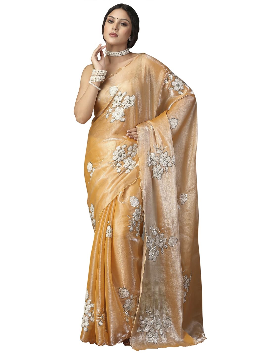 Chiffon Solid Saree with Blouse Piece-image-10