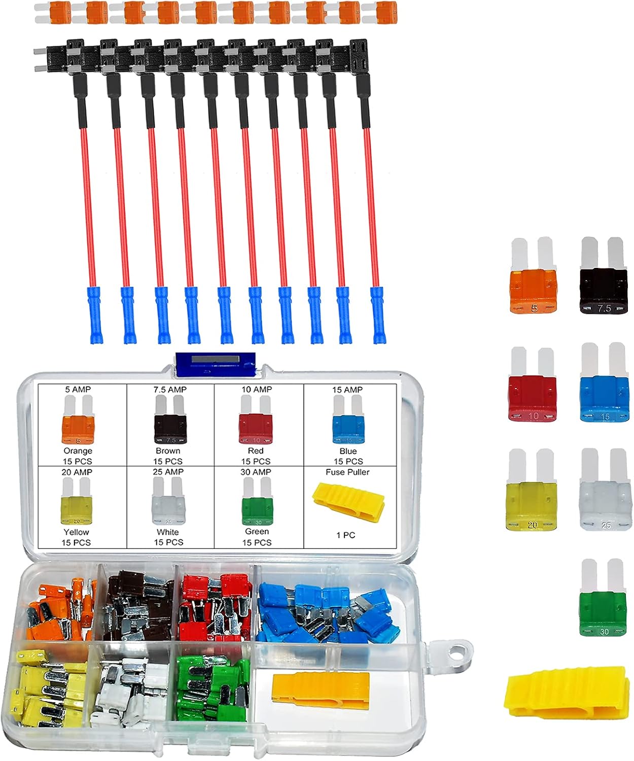 Set of 105 PCS Micro2 ATR Car Blade Fuses + Micro2 Blade Fuse Holders with 5 Amp Micro2 Blade Fuse (10 Pack)…