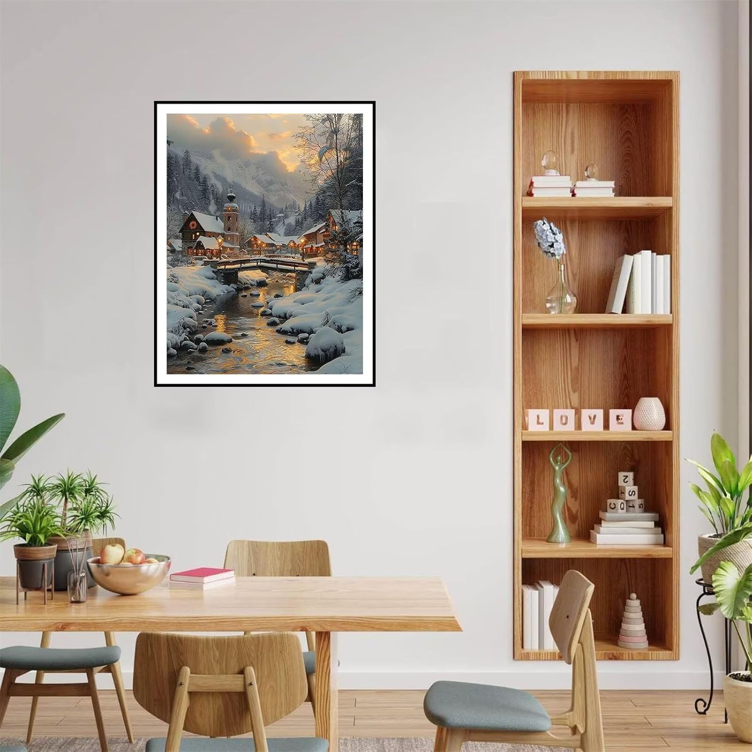 Snow Diamond Art Kits for Adults, Town Diamond Painting Kits for Adults, 50x70cm DIY 5D Diamond Dots Gem Art for Beginners, Full Drill Diamond Arts and Crafts, Perfect for Gifts and Home Wall Decor