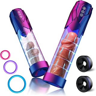 Electric Penis Pump Sex Toys for Men - Automatic Vacuum Dick Pump Male Sex Toys Penis Extender with 3 Powerful Sucking and 2 Training Modes and 3 Penis Ring, Adult Toys for Dick Enlarger Erection