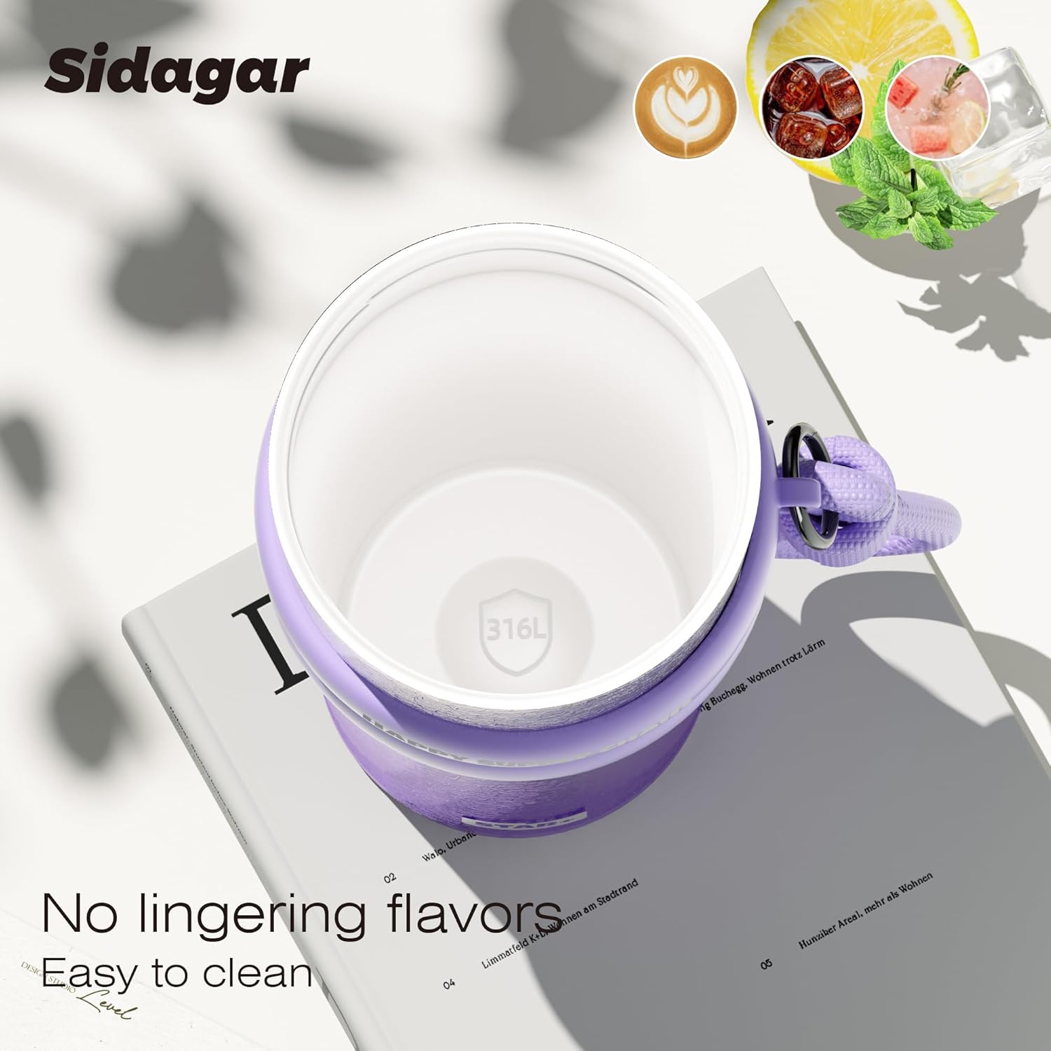 24 oz Stainless Steel Tumbler with Lid and Straw, Insulated Coffee Mug, Leak Proof, Portable Iced Travel Water Bottle, Reusable Thermal Coffee Cup, Floral Purple - Image 6