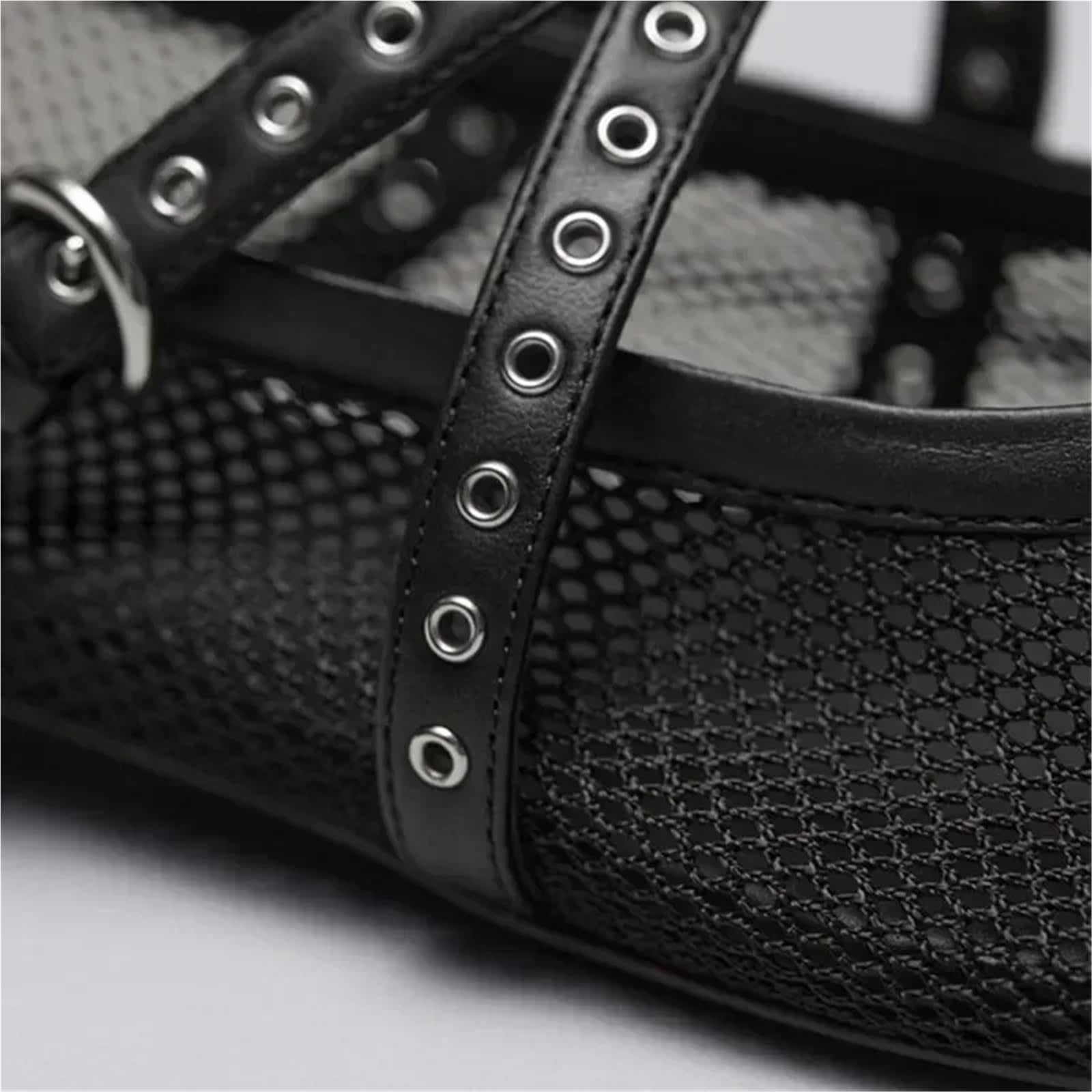 Mesh-Ballerinas Damenmode Leder Schnalle Riemen Hohl Sommer Leicht Komfort Strand Sandalen Für Damen