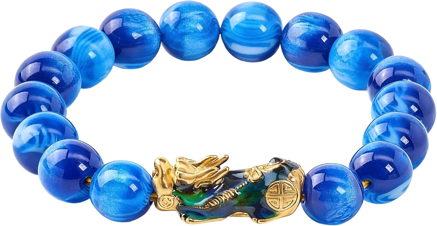 Feng Shui Good Luck Bracelet Black Obsidian Pixiu Bracelet for Men Women,10-12mm Mantra Prayer Pi Yao Beads Bracelets Attract Wealth Money Protection Jewelry Gifts