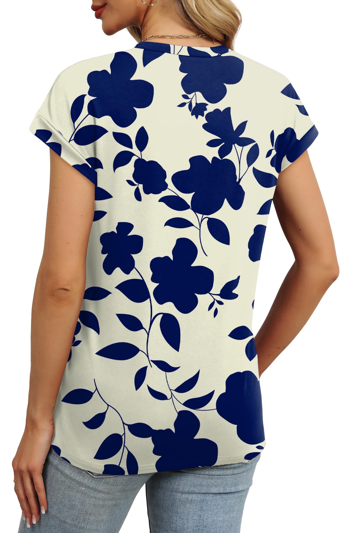 Alaroo Womens Summer Tops Short Sleeve Shirts Crew Neck Cute Trendy Tunic Blouses (S-3XL)