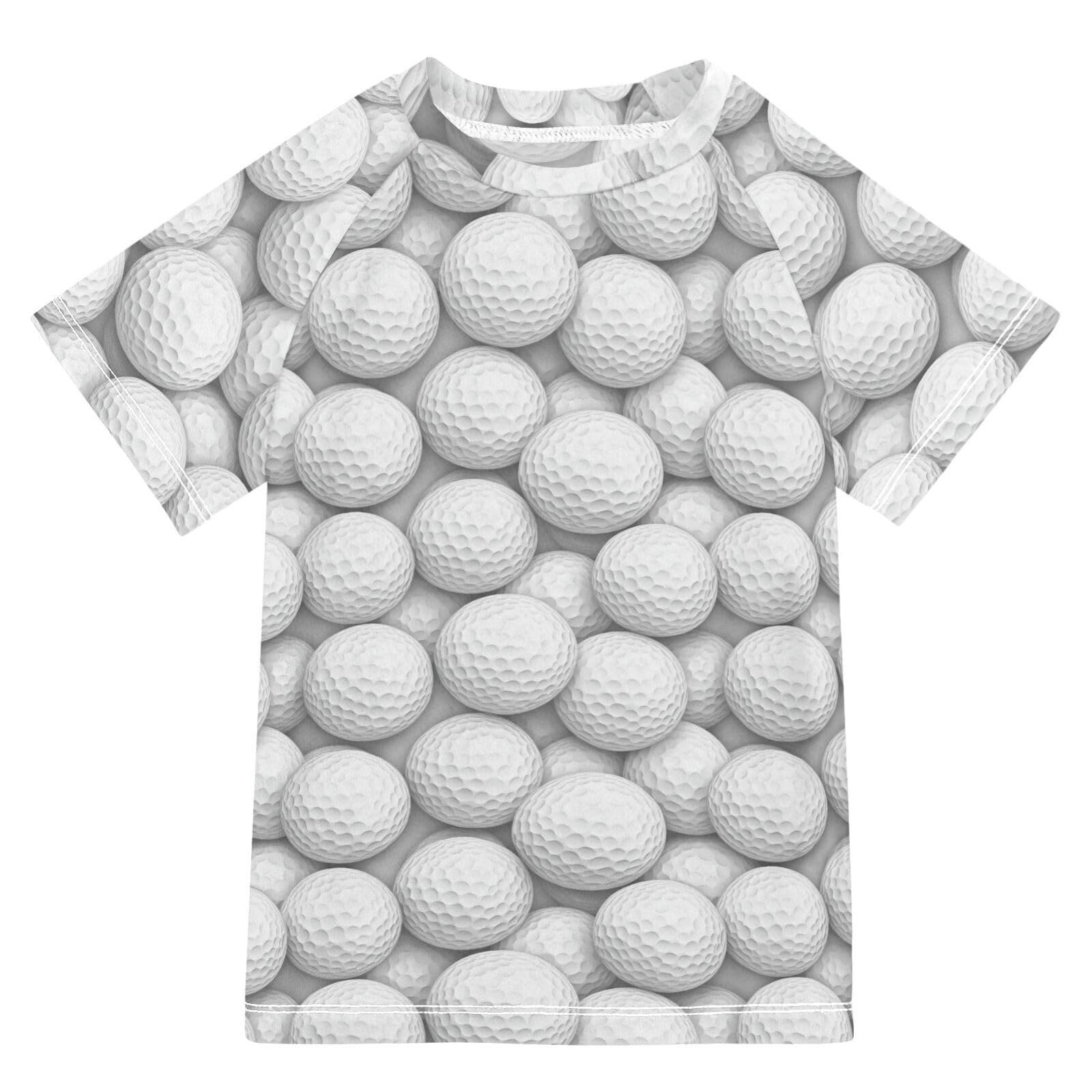 Girl Bathing Suit Short Sleeve Swimsuit Kids Girls 7T Golf Ball White