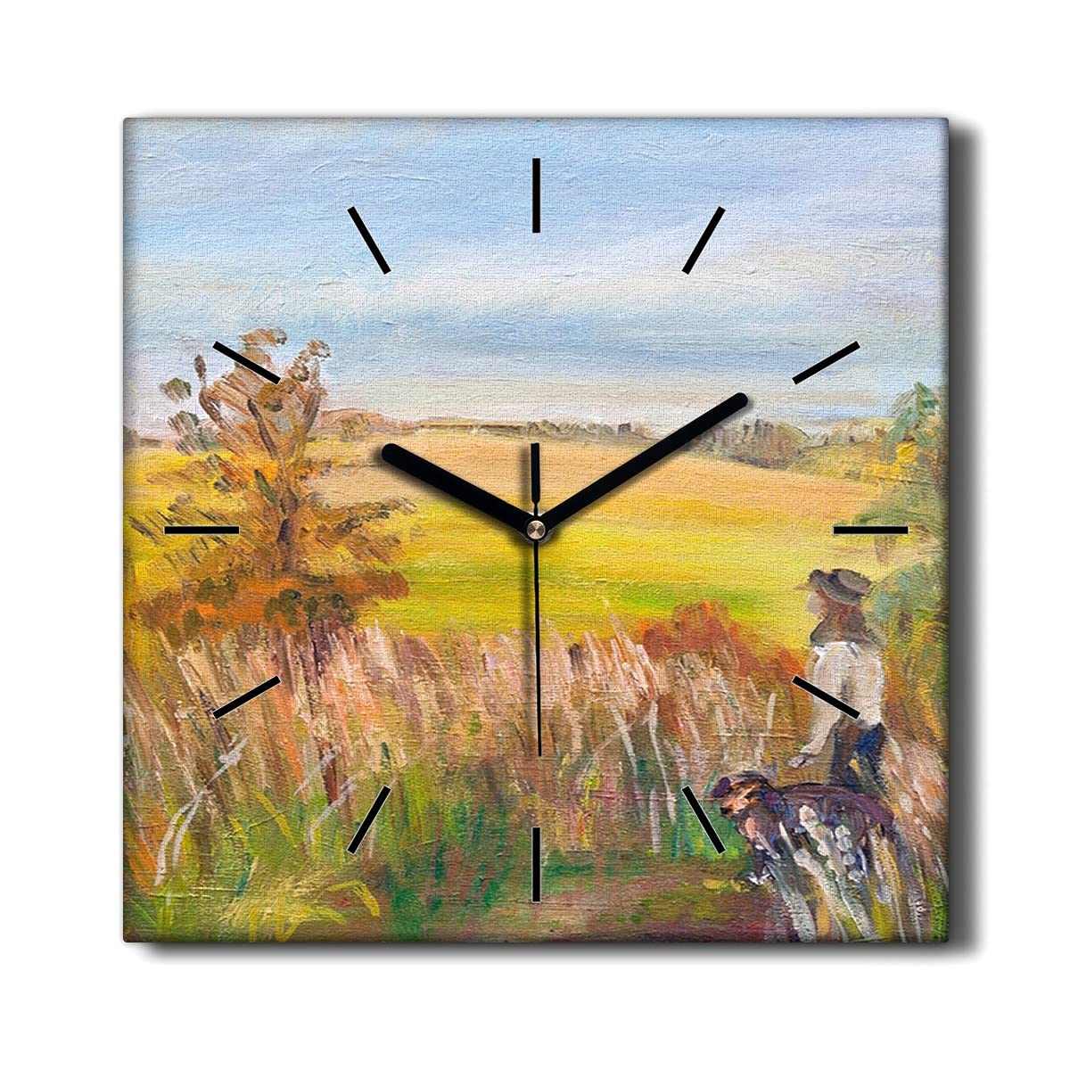 Horloge sur toile 30x30 cm nature et ciel pour la décoration murale du salon