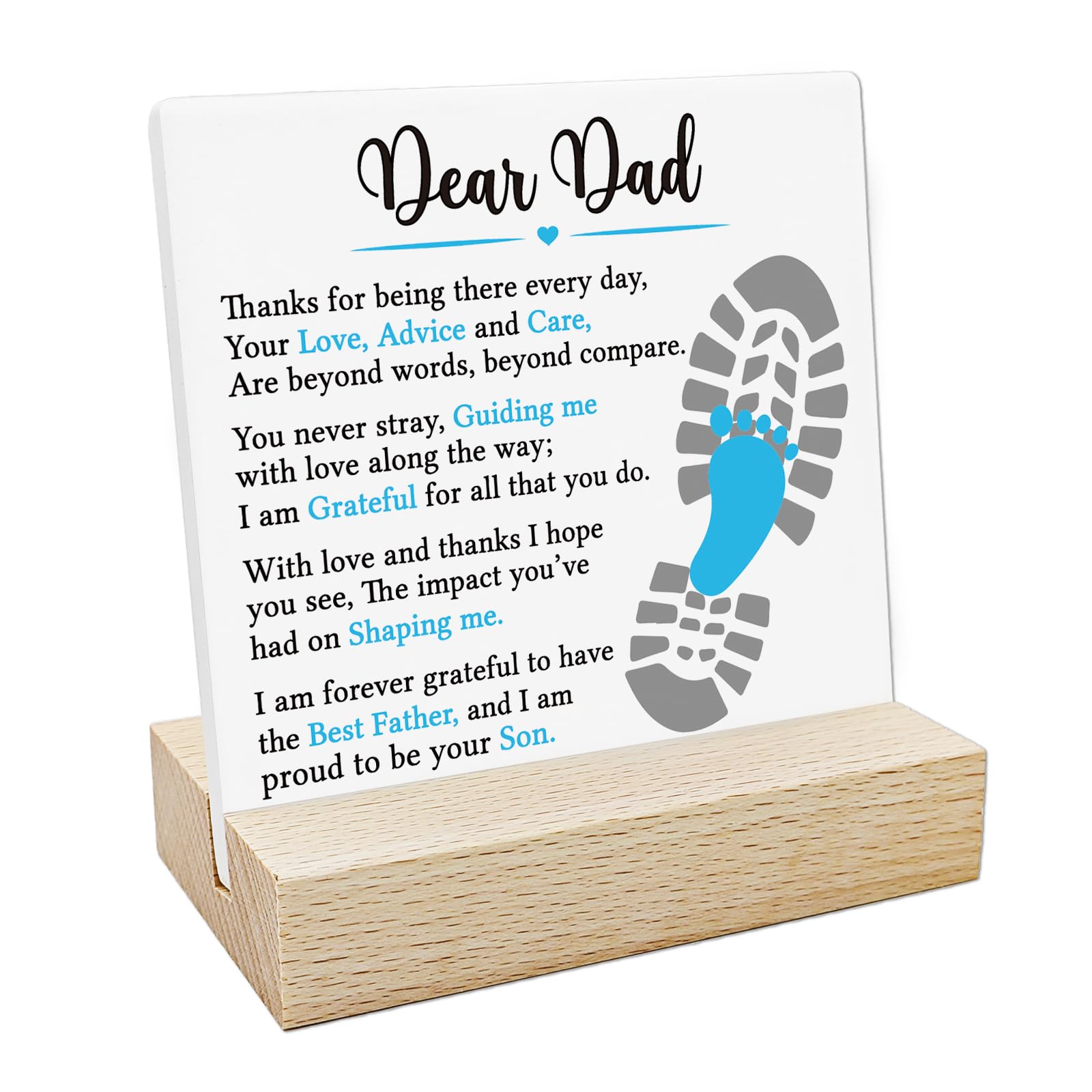 REWIDPARTY Dad Gifts from Son Dear Dad Ceramic Decorative Sign Keepsake Father Appreciation Gifts Father's Day Birthday Gifts for Dad Ceramic Desk