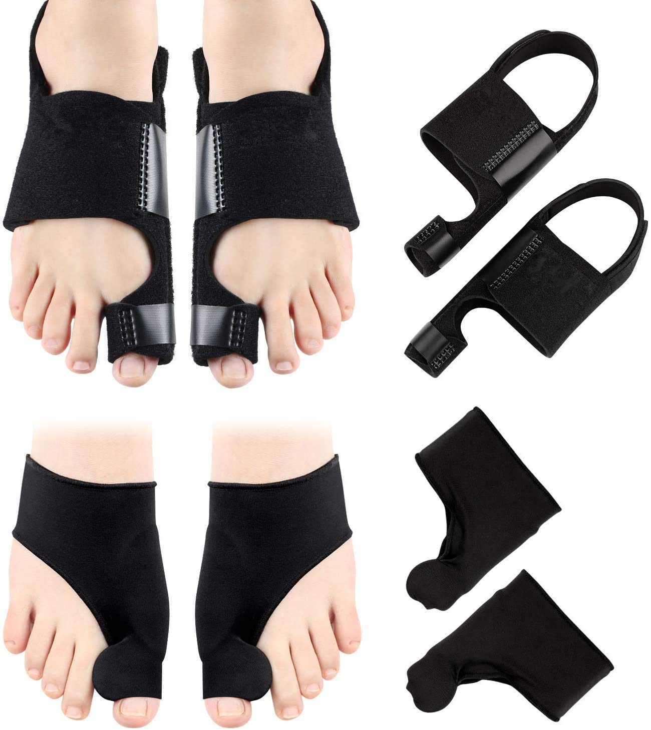 LOLAGO Bunion Corrector & Bunion Relief Protector Sleeves Kit - 4 Pieces Bunion Splints Big Toe Straightener for Hallux Valgus Aid Surgery