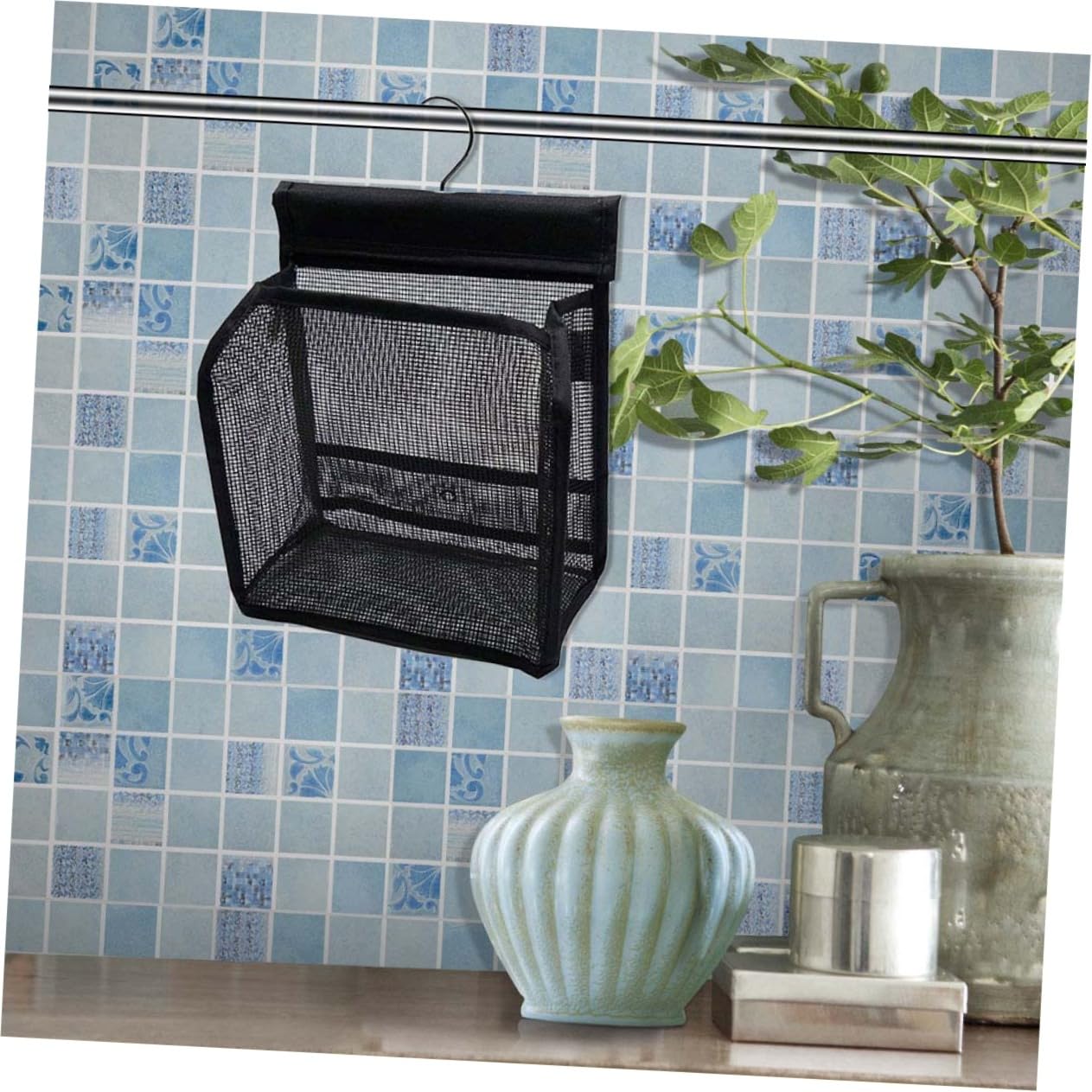 iplusmile Cestino Portaoggetti Doccia 3 Pezzi in Pvc Nero per Bagno | Struttura Collegabile, Interno Profondo, per Accessori Doccia, Adatto a Viaggio e Uso Quotidiano