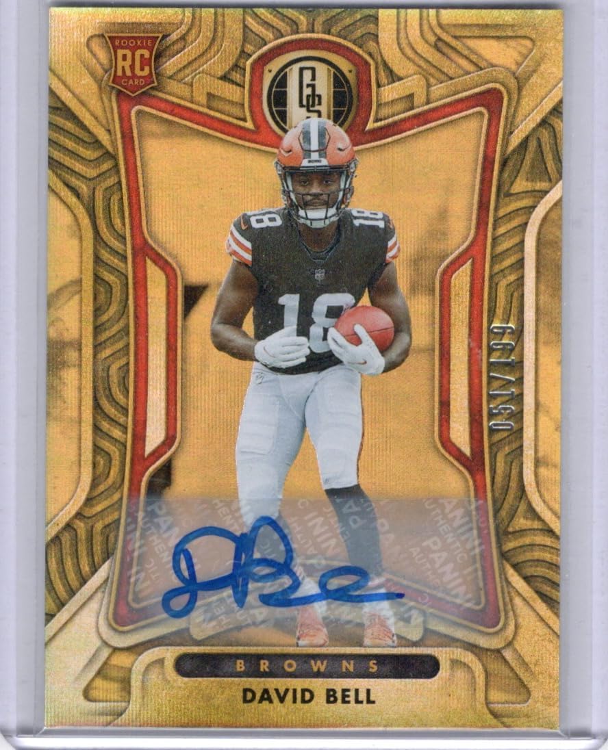David Bell Autographed & Serial Numbered #051/199 Gold Parallel Rookie Card Collectible Football Card - 2022 Panini Gold Standard Football Card #133 (Browns)