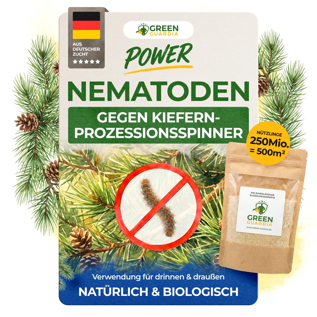 GREEN GUARDIA Nematoden gegen Kiefernprozessionsspinner | 250 Mio. für 500 m² | Biologische Nützlinge | Für Kiefern, Gärten, Grünanlagen & Waldrandbereiche