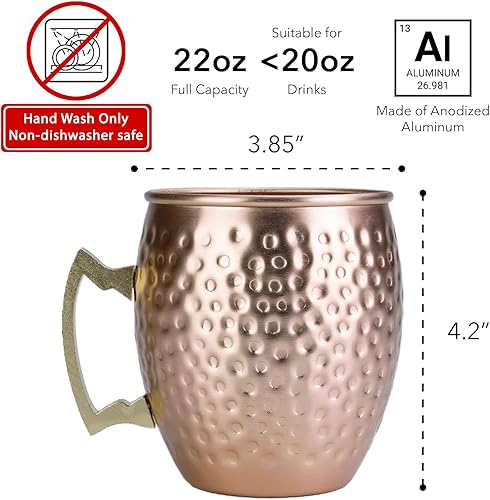 Miniatura 2 de Vaso de metal Moscow Mule color cobre, taza de aluminio de 22 onzas, juego de 4