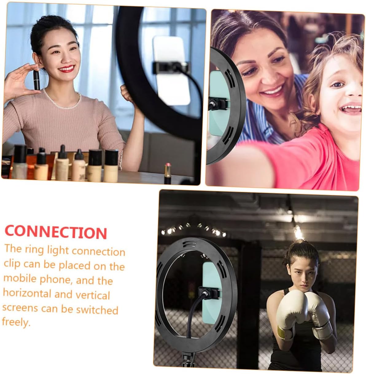 Makeup Light Phone Stand with 10-Inch USB Dimmable Ring Light and Remote, Adjustable Phone Holder Tripod for Live Streaming and Selfie Photography, Black