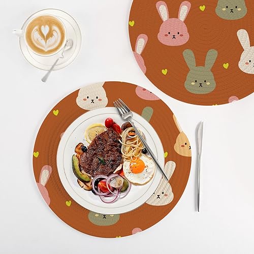 Miniatura 4 de 3 Pcs Trivet Pot Holder Colorful Cute Cartoon Bunny for Hot Pots and Pans 15in Cotton Thread Weave Cooking Potholder Set Holder for Teapot Plate