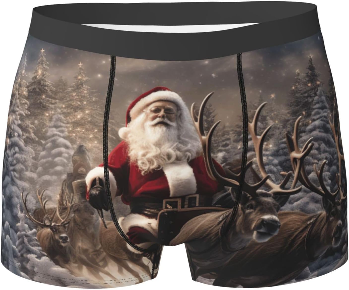Merry Christmas Print Men'S Boxer Briefs Soft Breathable Polyester Fabric With Comfortable