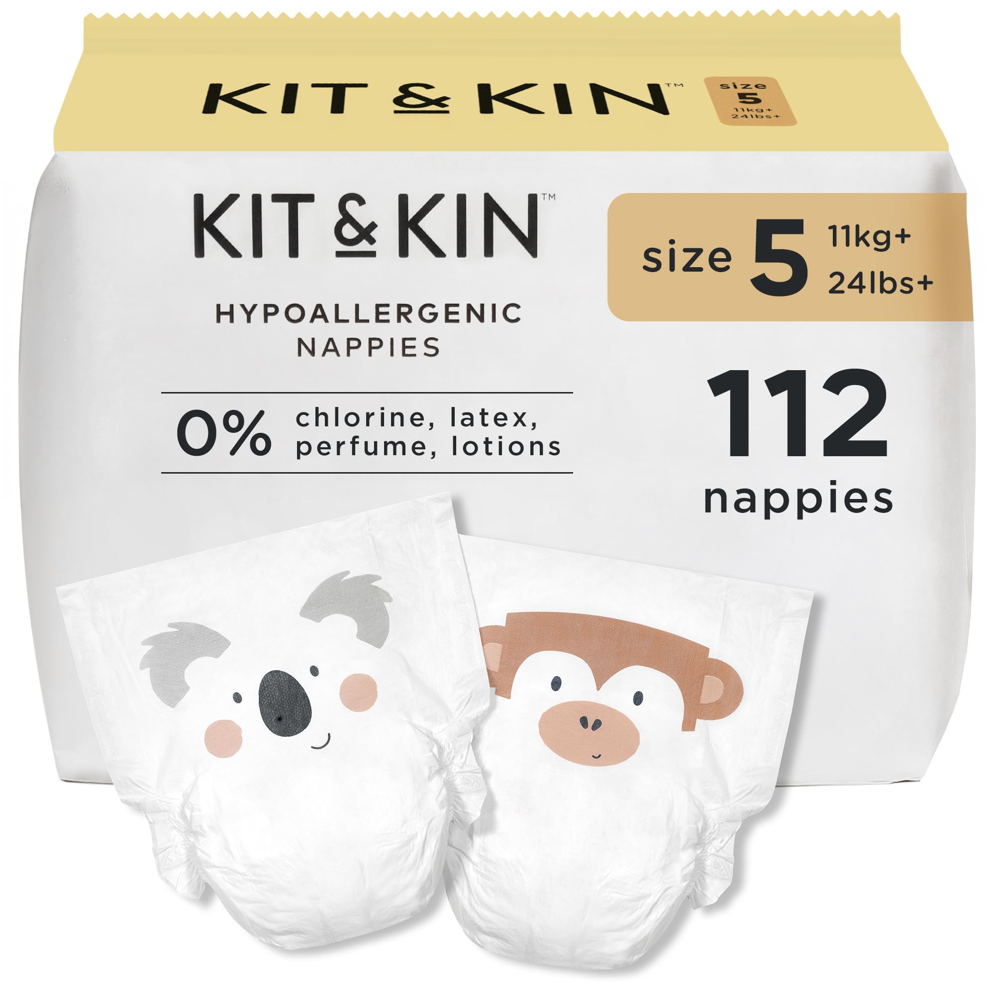 Kit & Kin Premium Eco Luiers Maat 6 (14 kg) 192 Luiers, Plantaardige en Hypoallergene Baby Nappies, Betrouwbare Lekbescherming, Veganistisch en Dierproefvrij