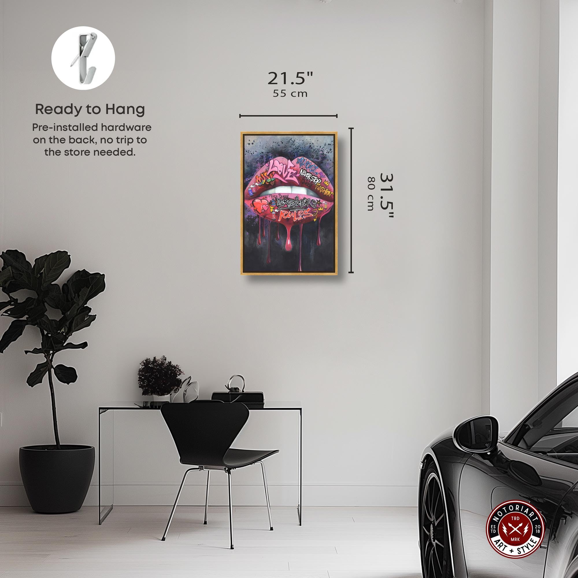 Amazon.com: Never Stop (lips) Canvas Urban Graffiti Wall Art by