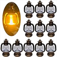 WANGMINGTU 12 Pack Mini Vintage LED Lanterns with 4" Flickering Candles - Halloween Christmas Party Table Centerpieces Camping Decor