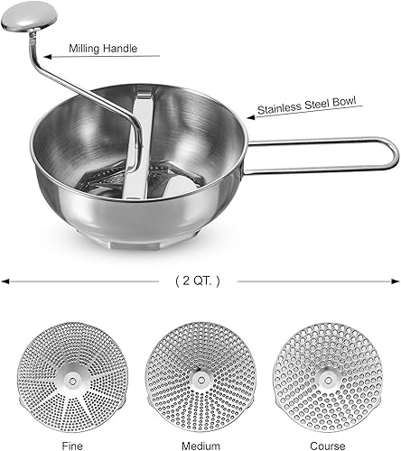 Miniatura 2 de Cinsa Grantie-Ware Deluxe Food Mill- Molino de alimentos para salsa de tomate, colador de tomate, molinillo de tomate, rallador, disponible con