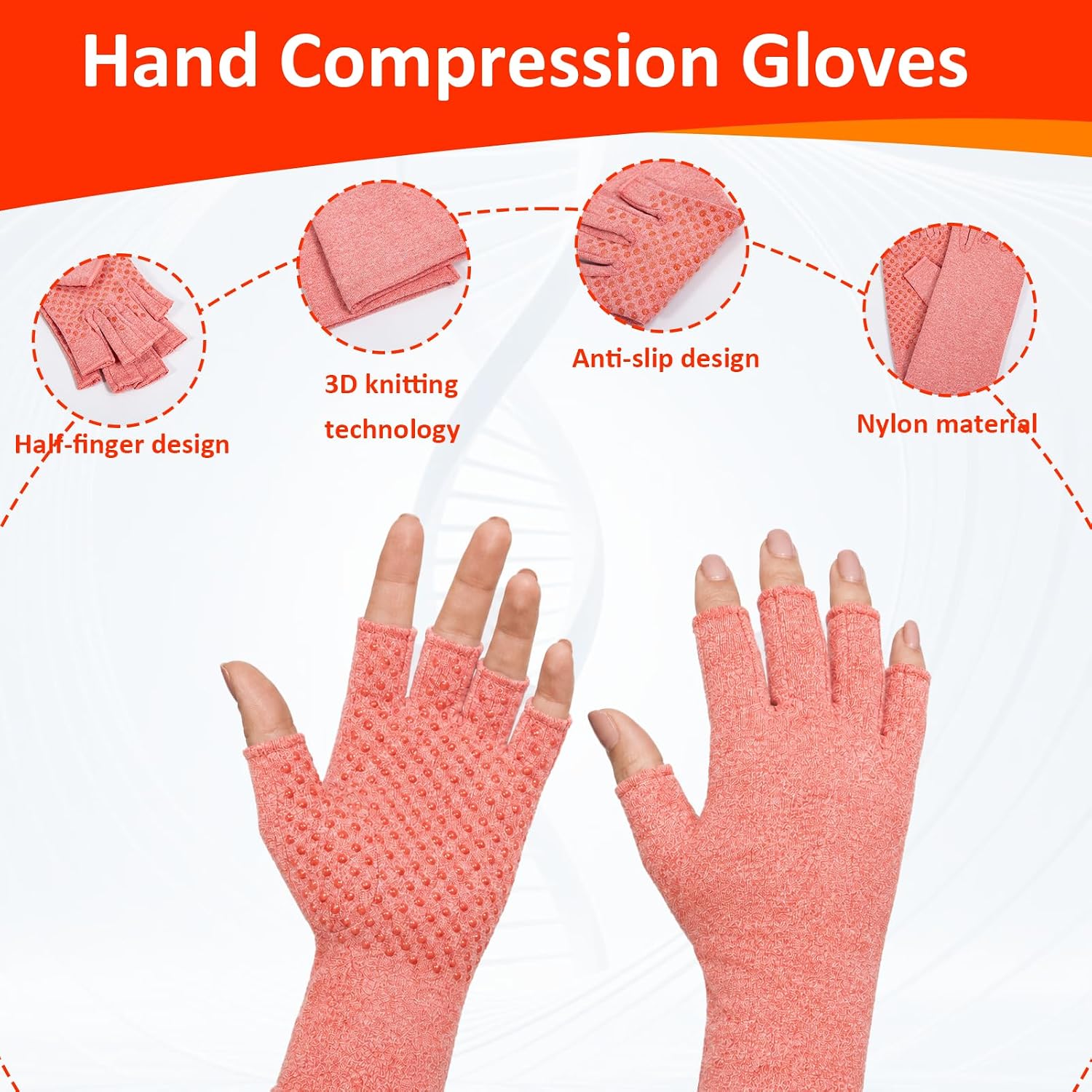 6 Pairs Arthritis Compression Gloves For Women Men image 3