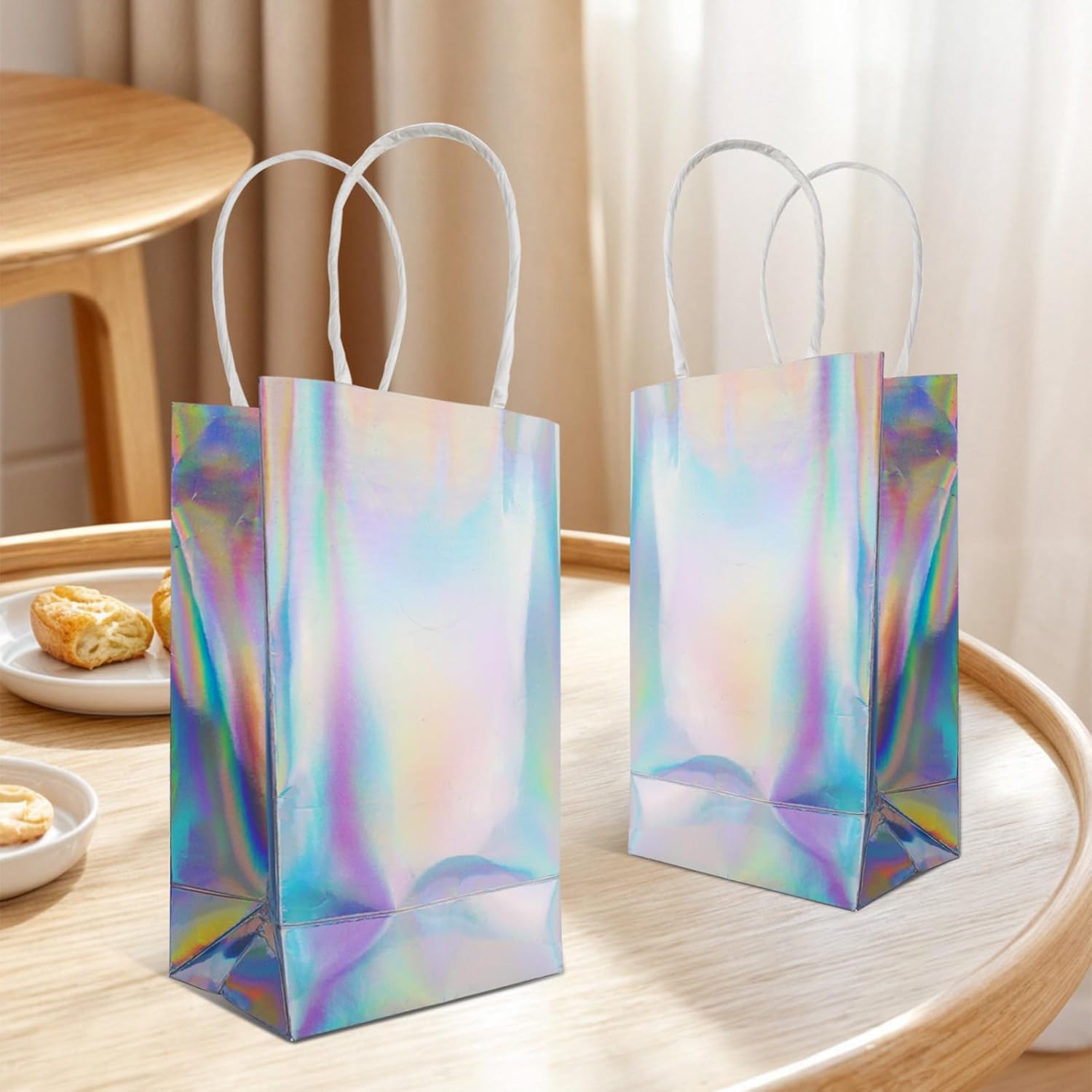 ZXBMS 24 Pack Iridescent Gift Bags with Handles Holographic Party Favor Bags for Birthday Graduation Wedding Baby Shower Reusable 8.3x5x3.2 inch - Image 7