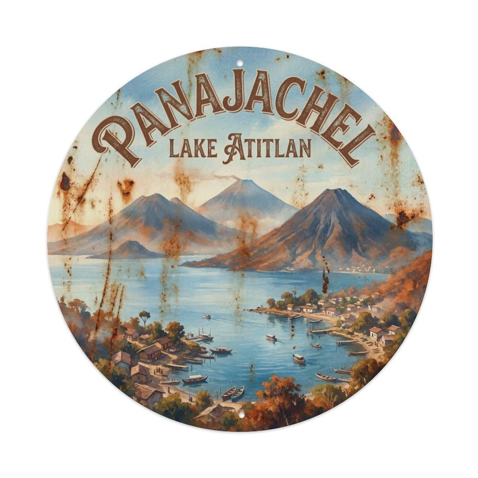 Retro Guatemala Travel Panajachel Metal Tin Sign