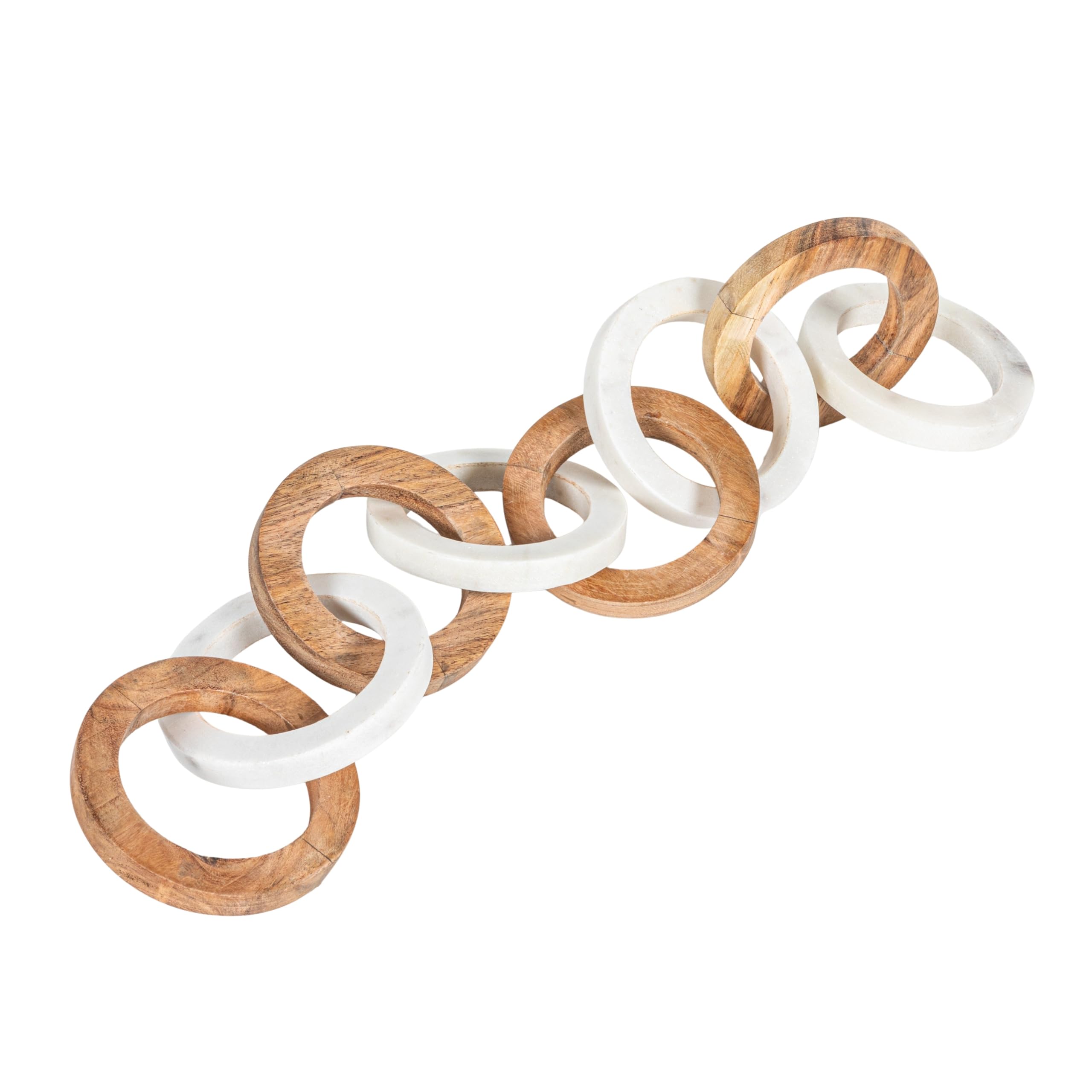 Acacia Wood and Marble Chain with 8 Links