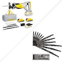 Enventor 20V Cordless Reciprocating Saw with 2 Packs 2.0Ah Batteries & 12 Pieces Reciprocating Saw Blades Set with Storage Case
